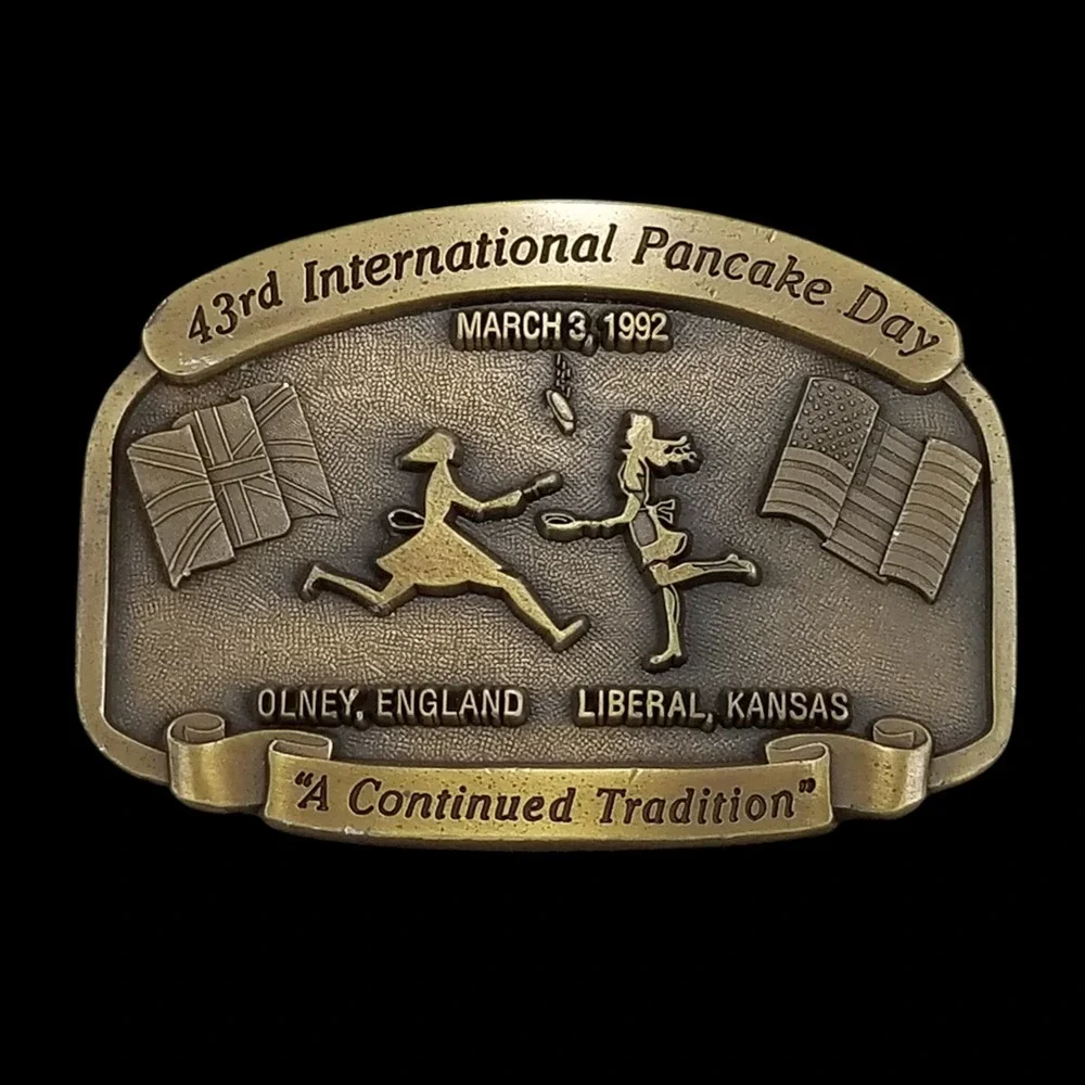 Belt Buckle Vintage 1992 Western Associates 43rd International Pancake Day Brass